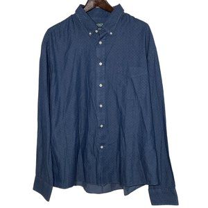 Lauren Ralph Lauren Micro Polka Dot Regular Fit Button Down Top Blue Sz XXL